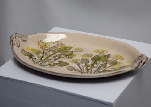 oval dandelion platter by michelle lowe