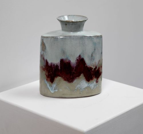 chun, copper & celadon bottle vase by Peter humpherson