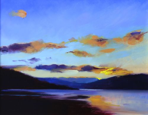 sunrise in oranges and blues by andrew sinclair