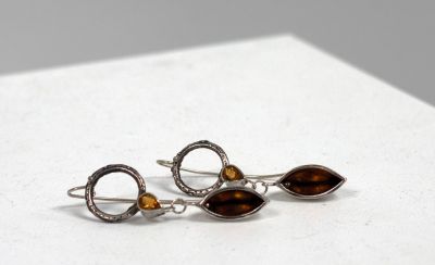 statement gold, silver and citrine earrings by ruth hollick