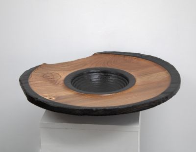 burr elm bowl, burnt rim III by angus clyne