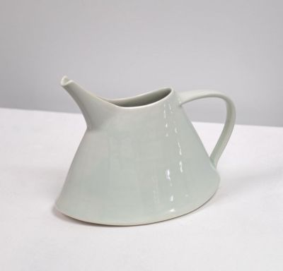 small oval clear blue jug by tricia thom