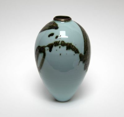 blue splash oblong vessel by tricia thom