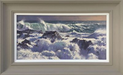 breakers at staffin oil painting by david deamer