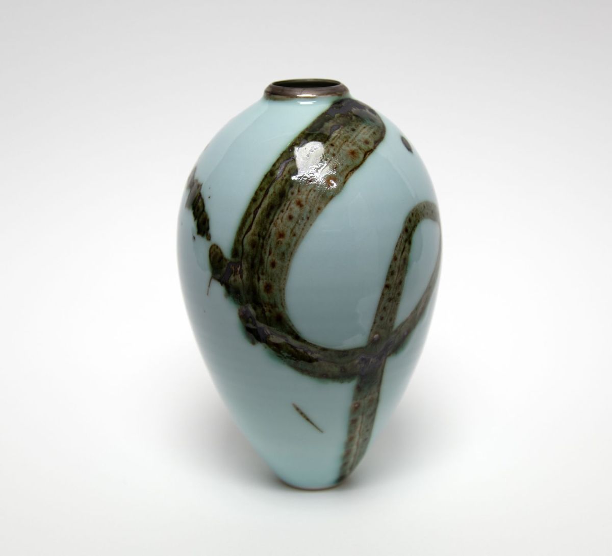 blue splash oblong vessel by tricia thom
