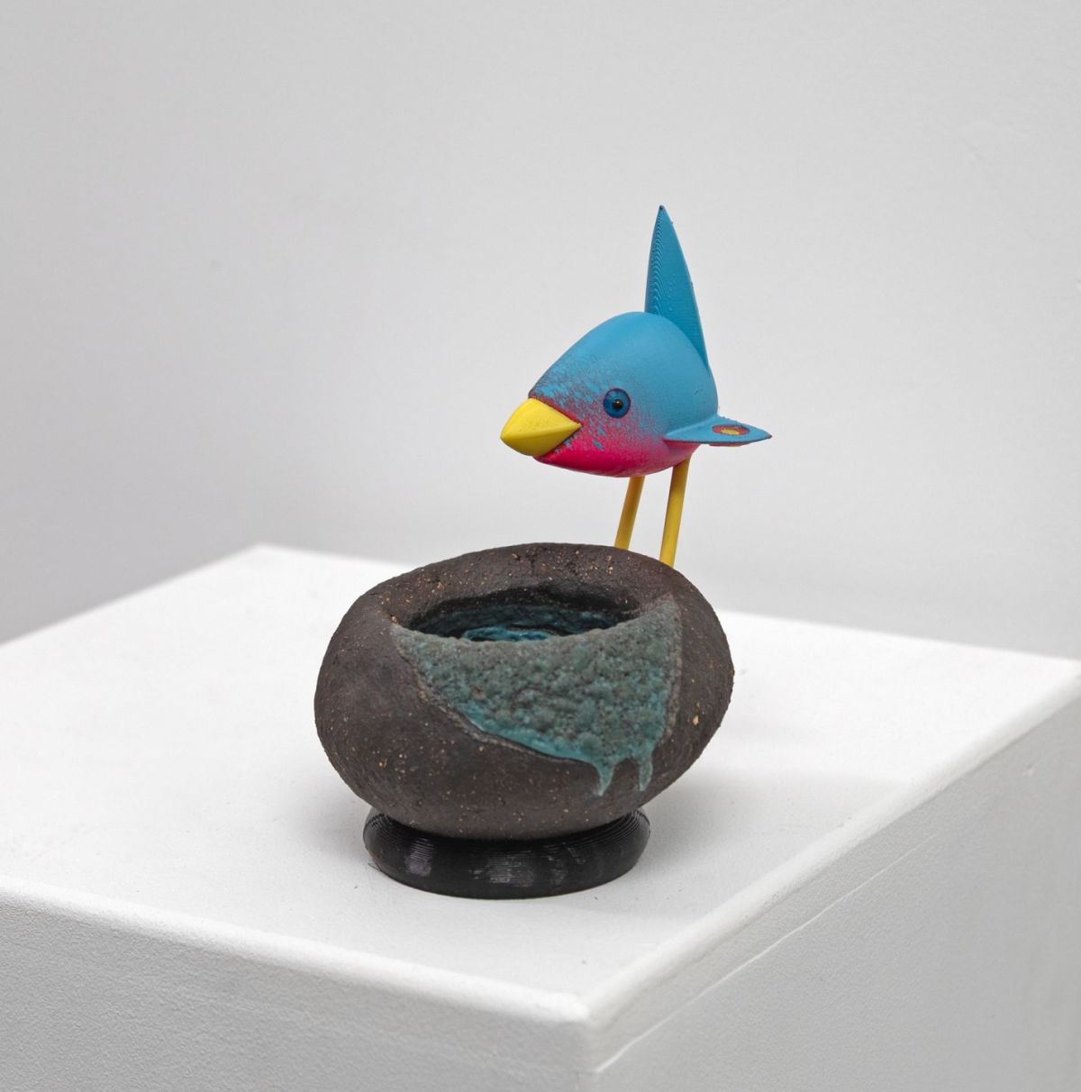 blue bird on black nest with roundels by Chris Barnes